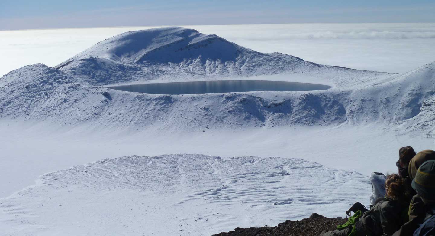 Tongariro alpine clearance crossing in winter